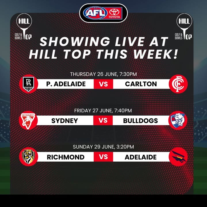 Featured image for “Live AFL Action at Hill Top: Footy Night with Good Mates”