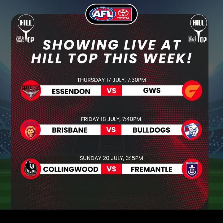 Featured image for “Live AFL Action: Cheer on Your Team at Hill Top Golf Club”