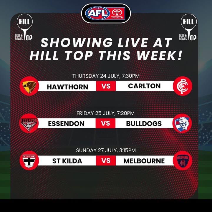 Featured image for “Live Footy Action: Great Vibes, Tasty Food & Cold Drinks at Hilltop Golf Club”