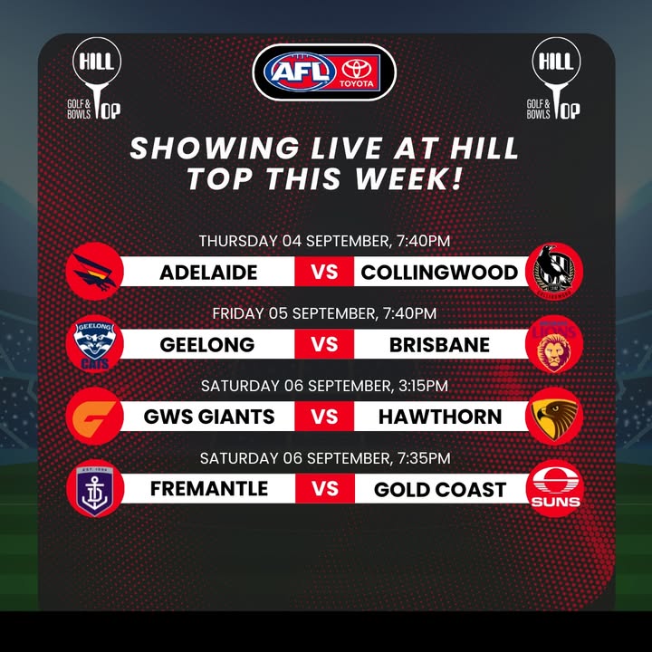 Featured image for “Live AFL Semi-Finals: Footy, Friends & Cold Drinks at Hill Top Golf Club”