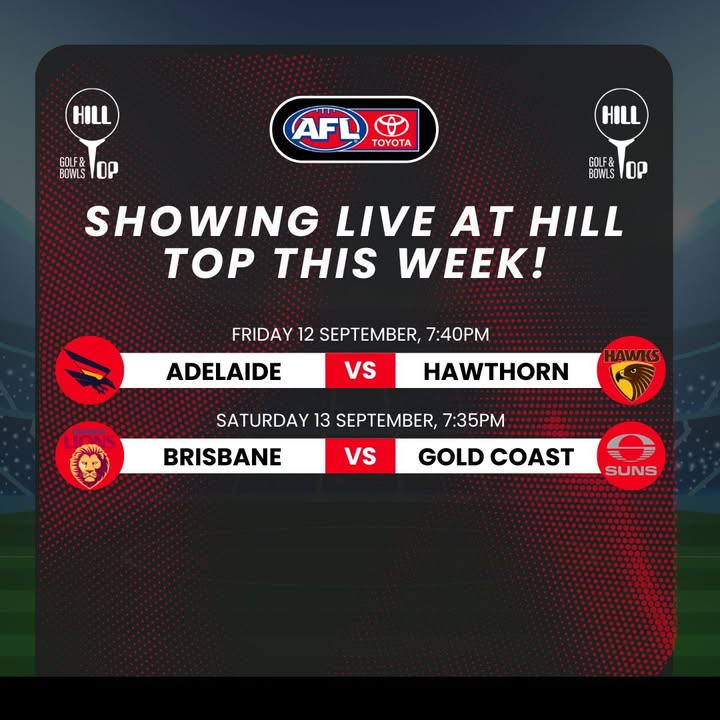 Featured image for “Live AFL Semi Finals Viewing Party at Hill Top Golf Club”