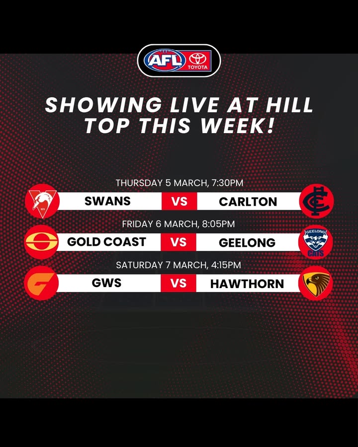 Featured image for “Live AFL Football Returns to Hill Top Golf Club”