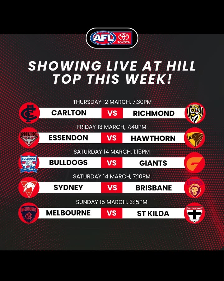Featured image for “Free AFL Footy This Week at Hill Top Golf Club”
