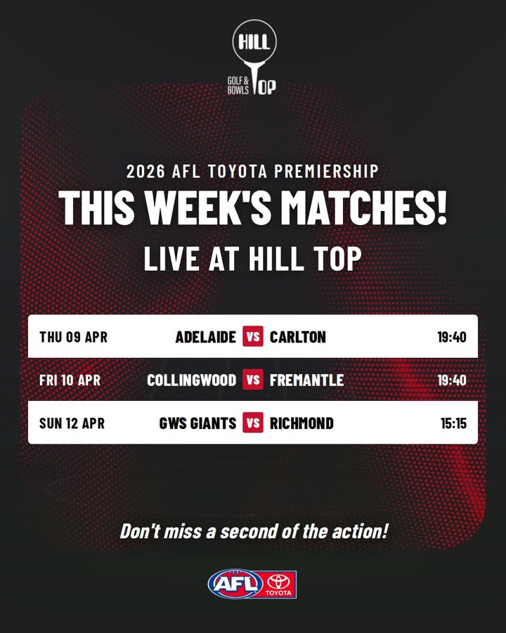 Featured image for “Watch AFL Live at Hill Top Golf Club This Week”
