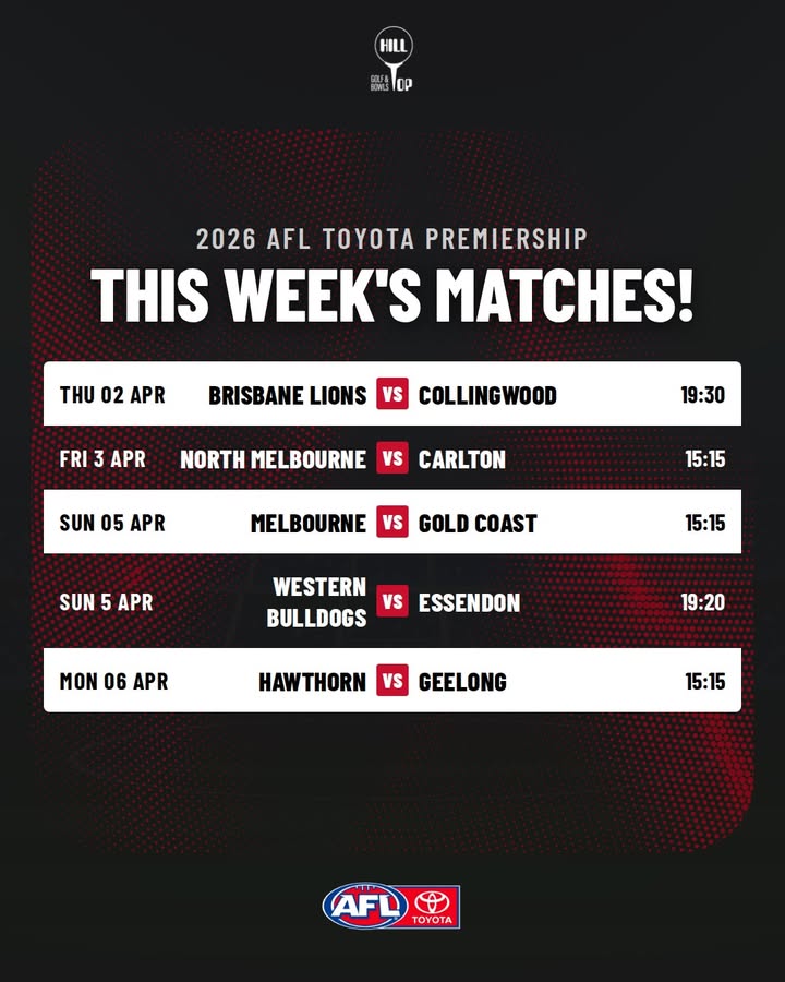 Featured image for “Watch the AFL This Week at Hill Top Golf Club”