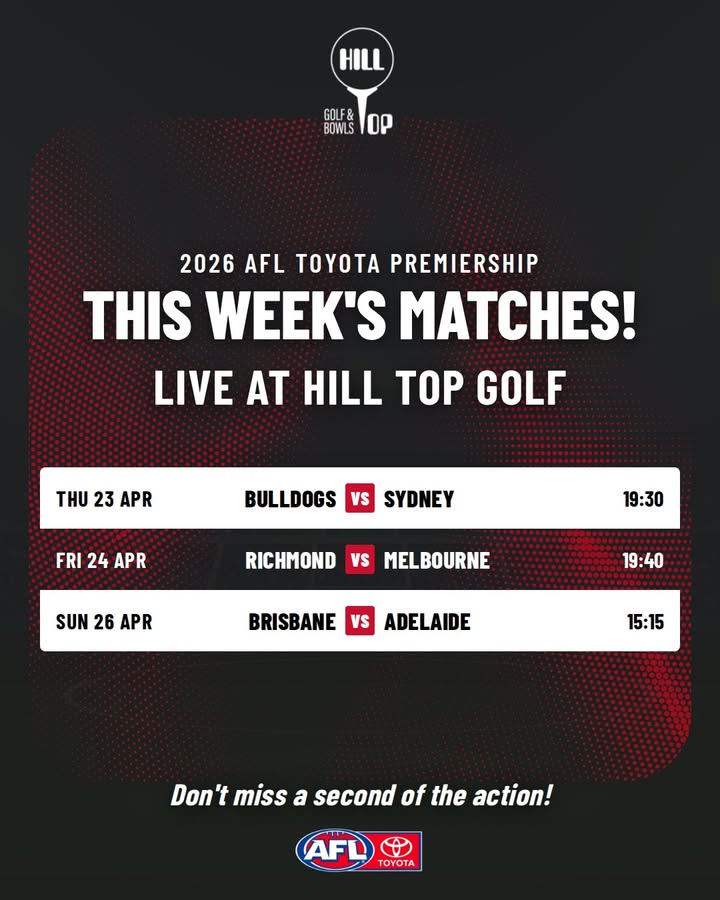 Featured image for “Watch the 2026 AFL Toyota Premiership Live at Hill Top Golf Club”