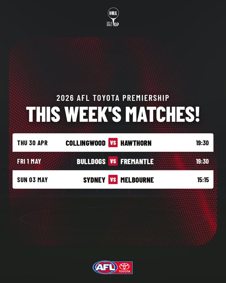 Featured image for “Watch AFL Live at Hill Top Golf Club This Week”