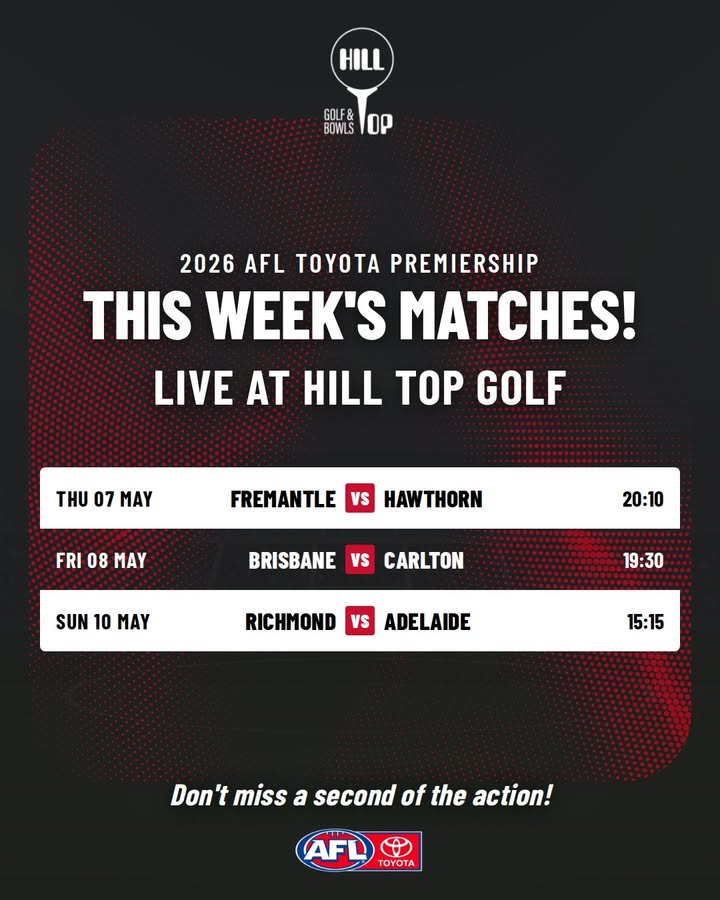 Featured image for “Watch AFL Live on the Big Screen at Hill Top Golf Club”