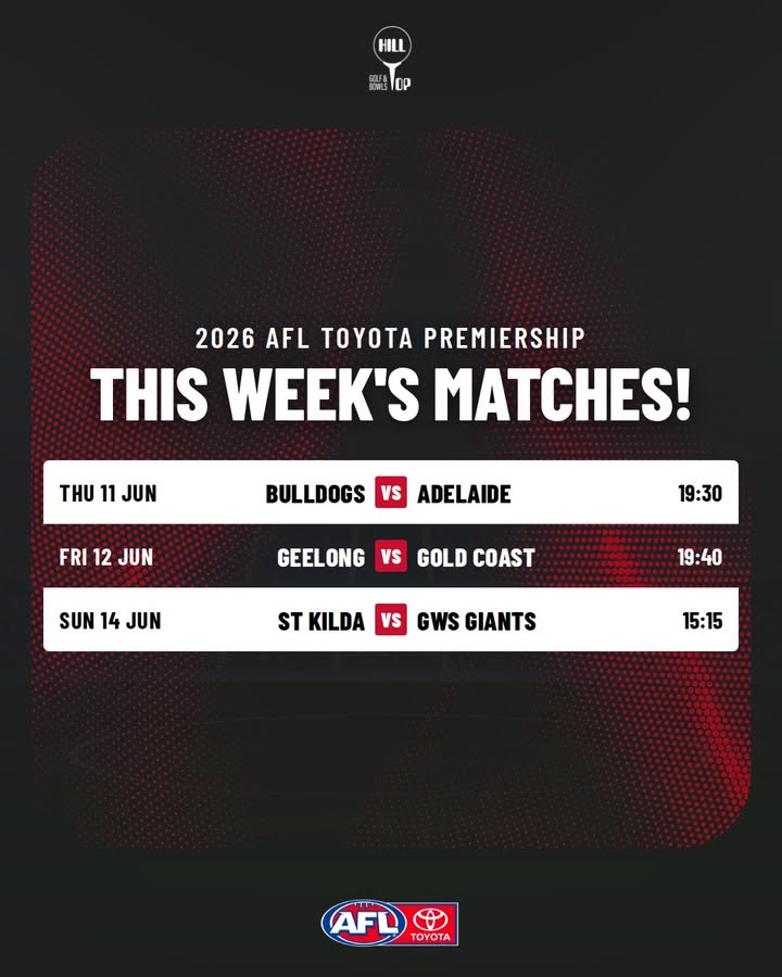 Featured image for “2026 AFL Toyota Premiership Tips – This Week’s Matches at Hill Top Golf Club”