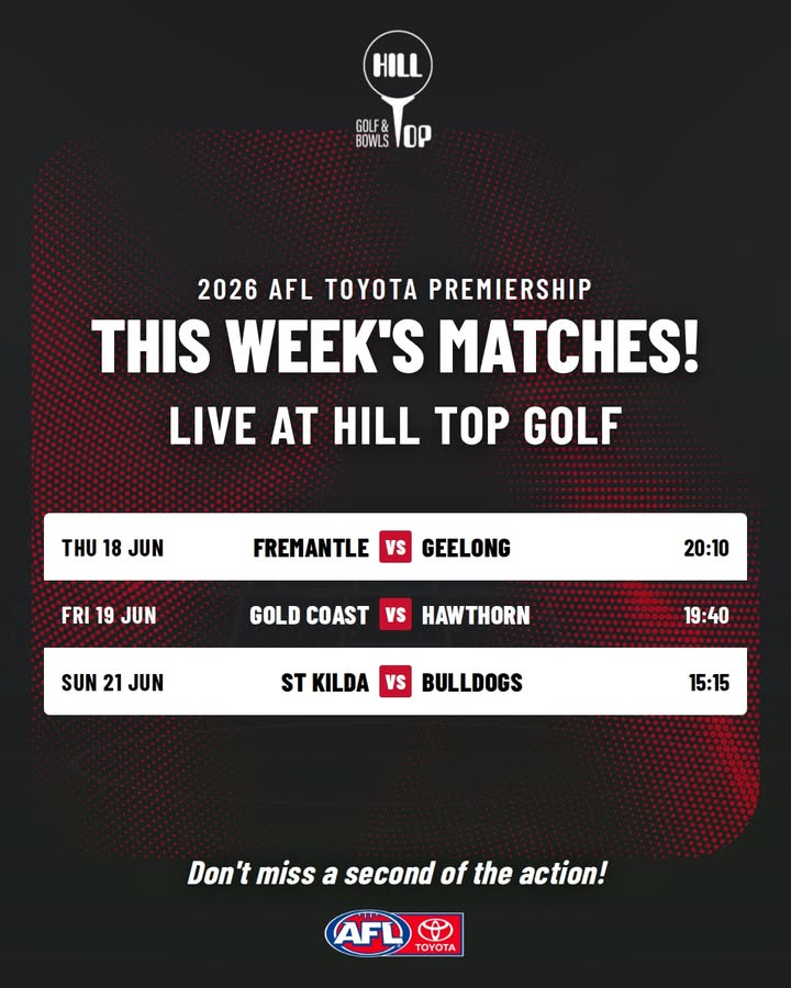 Featured image for “Watch AFL Live at Hill Top Golf Club This Round”