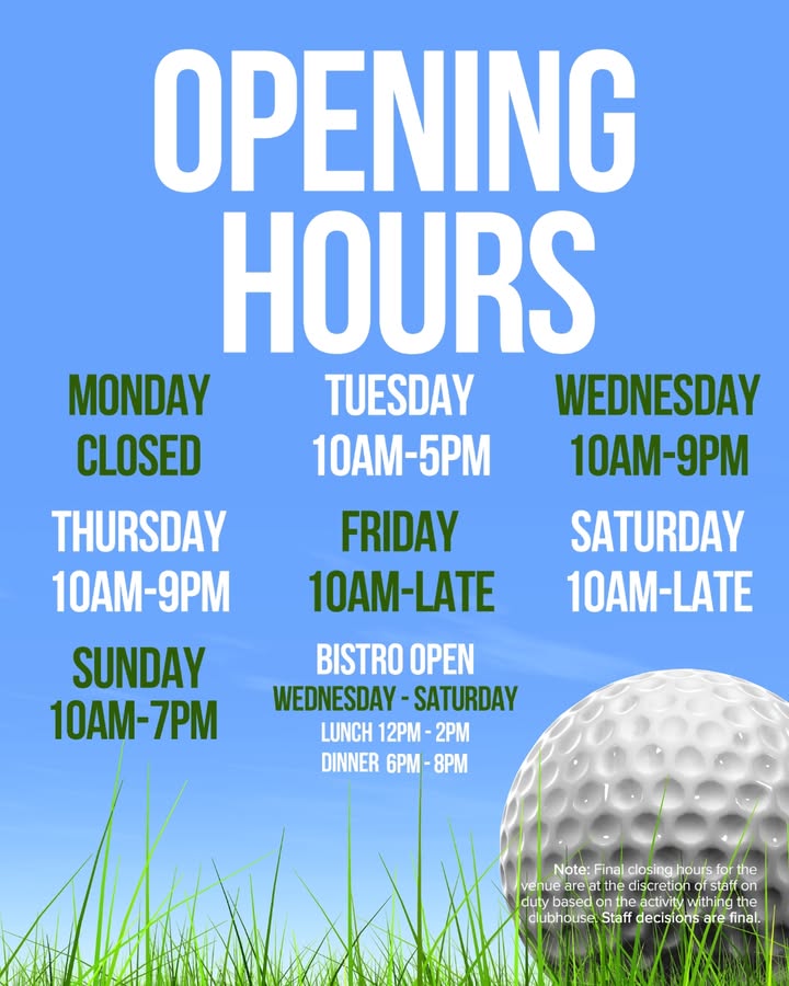 Featured image for “Updated Opening Hours at Hill Top Golf Club”