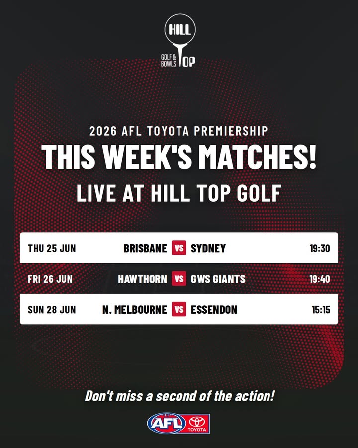 Featured image for “Watch AFL Live This Week at Hill Top Golf Club”