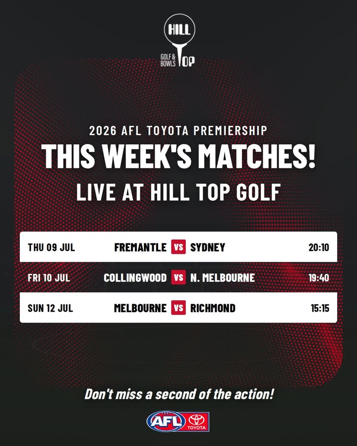 Featured image for “AFL Live This Week at Hill Top Golf Club”