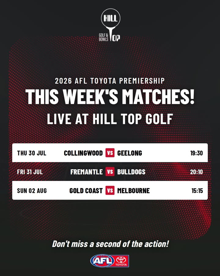 Featured image for “Watch AFL Live at Hill Top Golf Club This Week”