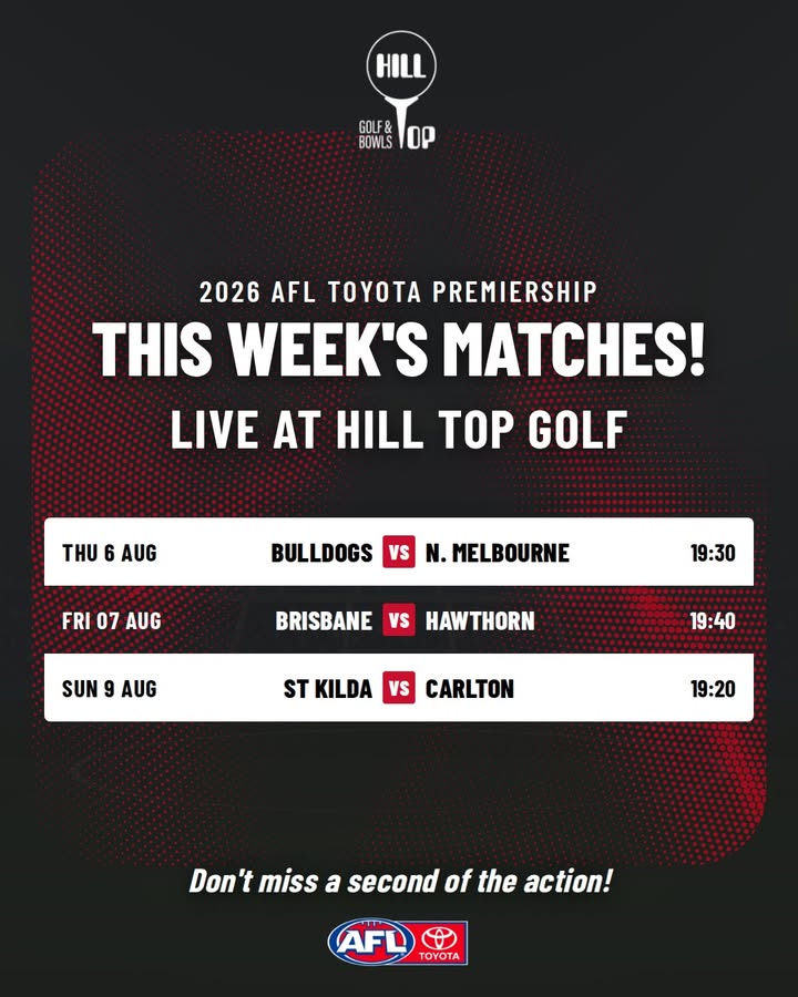 Featured image for “Watch AFL Live This Week at Hill Top Golf Club”
